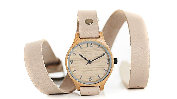 'Wrap Around Beige' Bamboo Watch